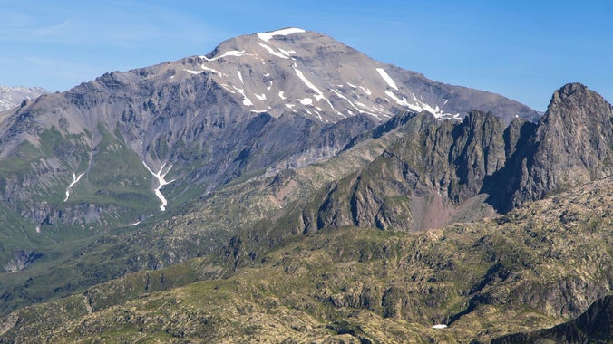 Mont Buet is shown here in Summer although it was deep snow when the party climbed.